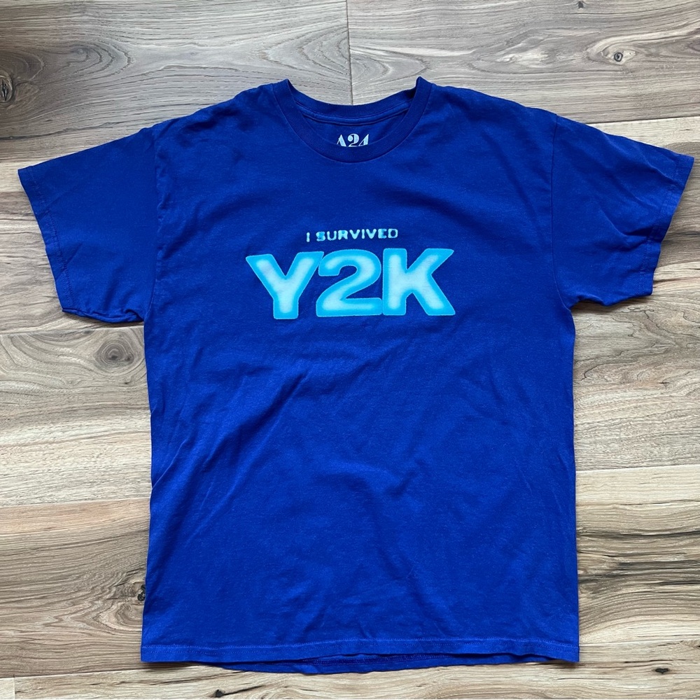 I Survived Y2K A24 Official Movie Large T Shirt Purple